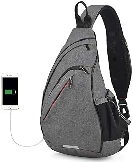 Sling Chest Bag Shoulder Backpack Crossbody Bag for School Cycling (Grey)