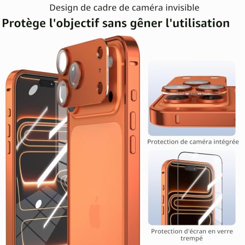 Protecteur d'objectif en métal séparé et coque rigide pour iPhone 17 Pro Max