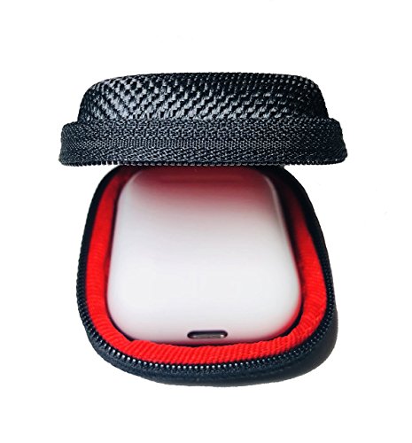 Qladcase for AirPods Hard Carrying Case, Compact Earbuds Holder MP3 Bluetooth iPod Earphones Earbuds Apple Headphones, Zipper Enclosure Perfect for Accessories (Black/Red NO Internal NET)