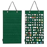 PACMAXI Hanging Brooch Pin Organizer, Display Pins Storage Case, Brooch Collection Storage Holder, Holds Up to 96 Pins.(Not Include Any Accessories) (S-96 Slots, Green, Small)