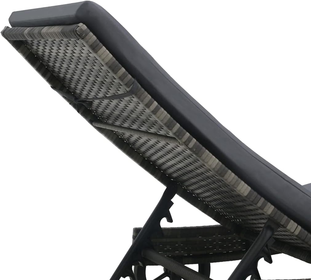 Sun Lounger with Wheels and Cushion,Patio Furniture,Outdoor Seating,Lounge Chair,Outdoor Lounge Chairs,for Outside,Patio,Yard,Lawn,Beach,Sunbathing,Pool, Poly Rattan Anthracite