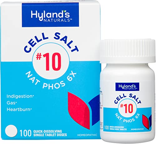 Hylands No.10 Cell Salt NAT Phos 6X Tablets Natural Relief of Heartburn Gas and Indigestion Quick Dissolving Tablets 100 Count
