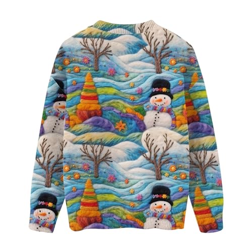 Girls Ugly Christmas Sweater Long Sleeve Xmas Print Sweatshirts Comfy Crewneck Fashion Loose Fall Winter Cute Sweaters4