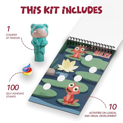 Image of Stamp On Luna, The Frog, Sticker Stamp and Activity Pad with 10 Pages, 100 Stickers, 1 Stamp Toy Collectible Figure, Fun Learning Activity, Return Gifts for Children from 3 Years