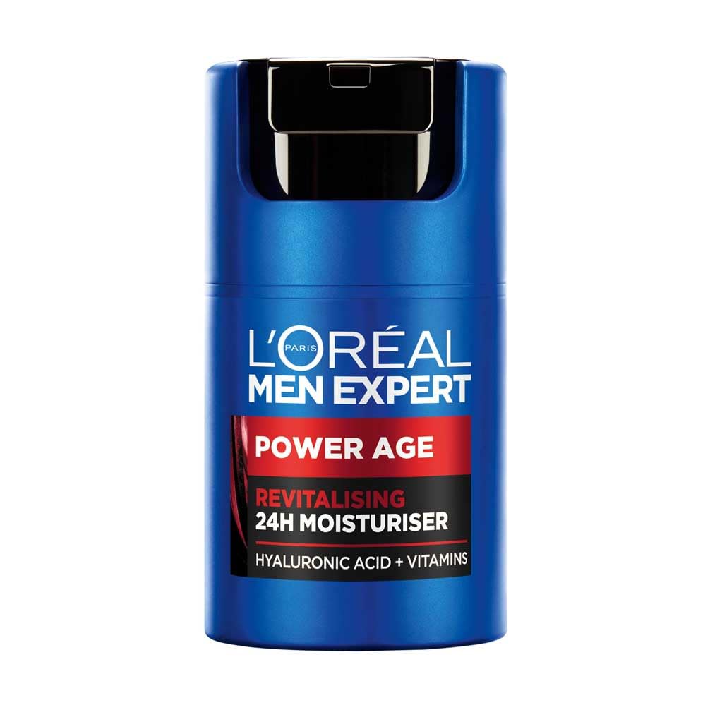 L'Oréal Crema hidratante para hombre, Antiarrugas y antienvejecimiento, Con ácido hialurónico hidratante para el envejecimiento, Para pieles secas y apagadas, Men Expert Power Age, 100ml
