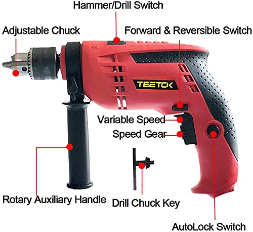 Schlagbohrmaschine 650W 3000 RPM, Hammer und Bohrer 2 in 1, Tiefenanschlag und Schnellspann-Bohrfutter Unterschiedliche… – Bild 3