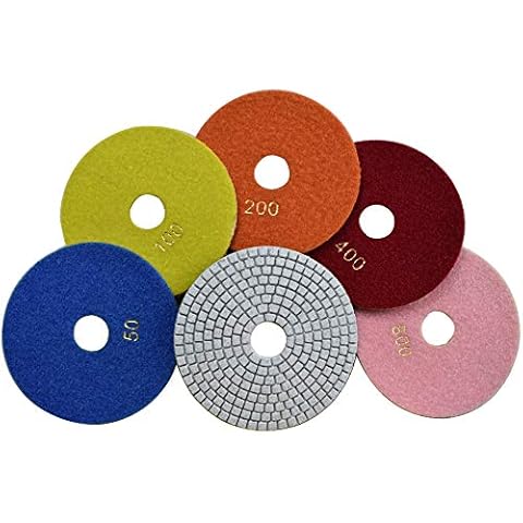 Konfor Wet Diamond 5 inch Polishing Pads 5 Packs for Granite Marble Travertine Concrete Quartz Terrazzo Renew Cover
