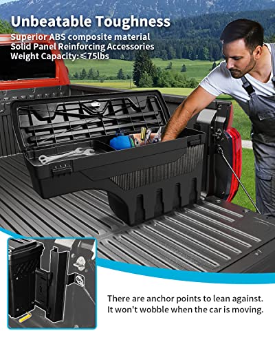 T Tgbros Truck Bed Storage Box Custom Fit For Toyota Tundra 2022-2023 Rear Swing Case Box Lockable Toolbox Passenger Side Black #TOP4