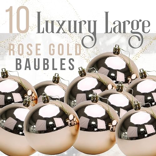 10 extra große Christbaumkugeln in 100 mm Farbe - Christbaumschmuck (Rosegold) – Ansicht 2
