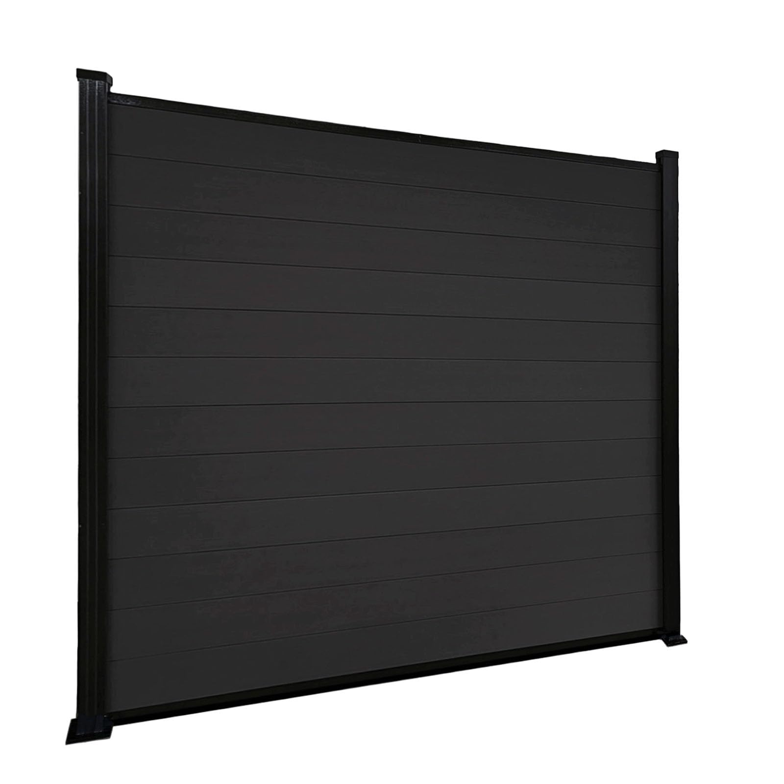 Floordirekt Gartenzaun 180x180cm mit Aluminium Pfosten - WPC Zaun Komplettset Kronos - Sichtschutzzaun - Windschutz Sichtschutz für Terrasse & Garten - Inklusive Montagematerial (Black)