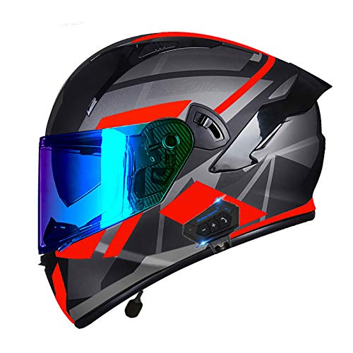 Casque de moto Bluetooth intégral de taille XXL avec double miroir pour hommes et femmes