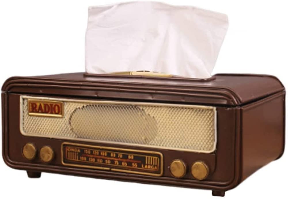 Cnfhfry B Tissues Ox， Rectangle Retro Radio Shape Iron Tissue Dispenser Ox Cover Holder For Home Kitchen Athroom