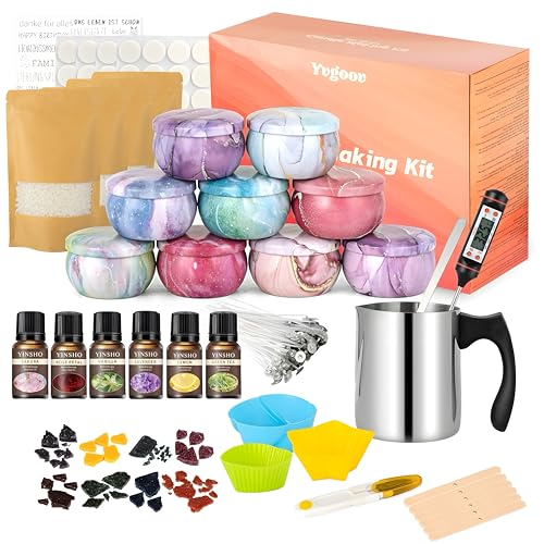 Yvgoov Kerzen selber Machen Set Kerzenherstellung Zubehör Duftkerze Geschenke Candle Making Kit Sojawachs, Duftöle diy set erwachsene bastelset als Frauen Geschenk (Marmormuster)