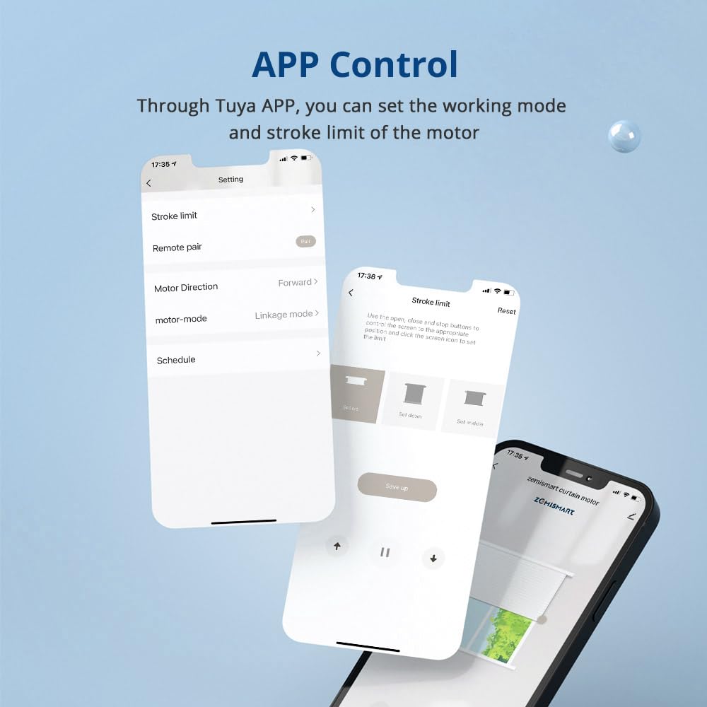 Motore per persiane elettriche WiFi per tubo da 38 mm, persiane tubolari intelligenti, funziona con Tuya Smart Life Alexa Google Home (motore con telecomando a 1 canale)