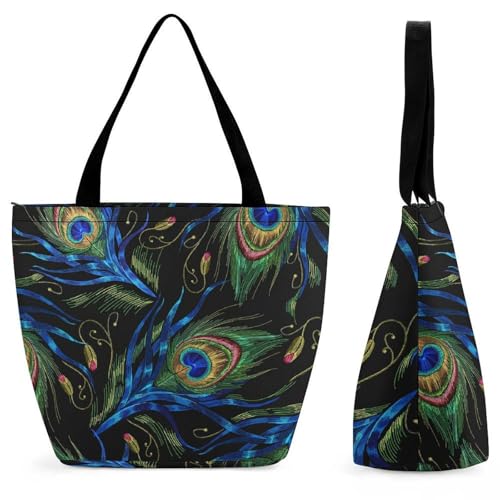 Sac de voyage pour femme plumes de paon - Sac cabas épaule contre le désordre