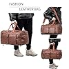 Weekender Bag with Shoe Compartment,Waterproof Leather Overnight Bag Beis Weekender Bag Mens Travel Duffle Bag Large Carry on Bag Travel Tote Duffel Bag for Men or Women-Brown #5