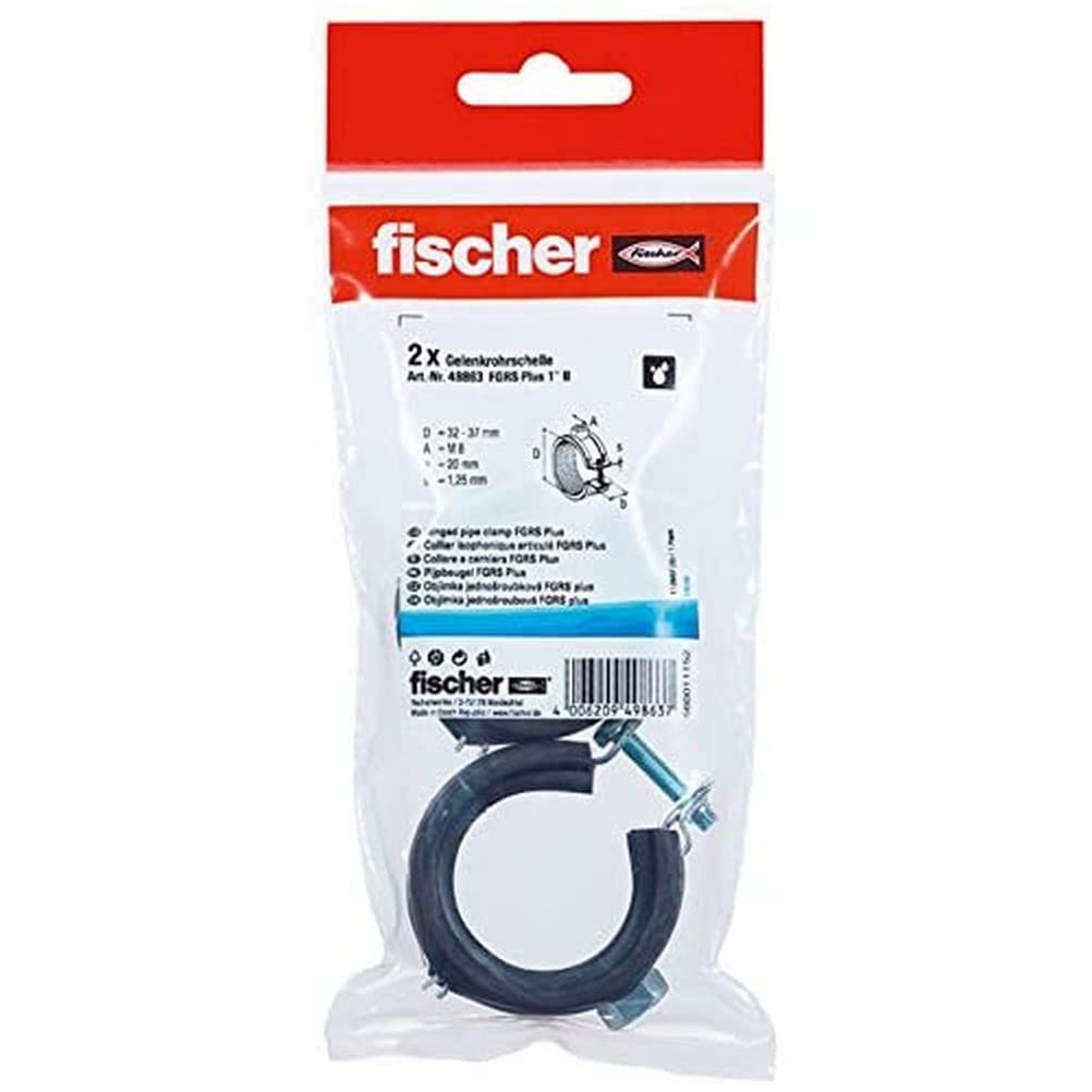 Fischer FGRS Plus Rohrschelle 1 1/4'' – Schnellverschluss Für Rohre Bis 2'', 2 Stück