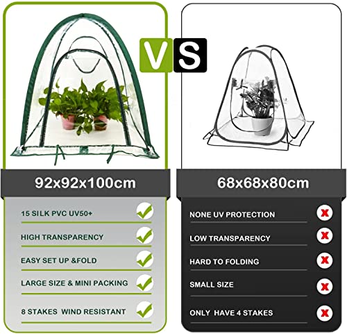 porayhut Pop Up Greenhouse Cover Flower House,Pack of 2,Mini Gardening Plant Sunshine Room,Backyard PVC Cover for Cold Frost Protector Gardening Plants - Thumbnail 3
