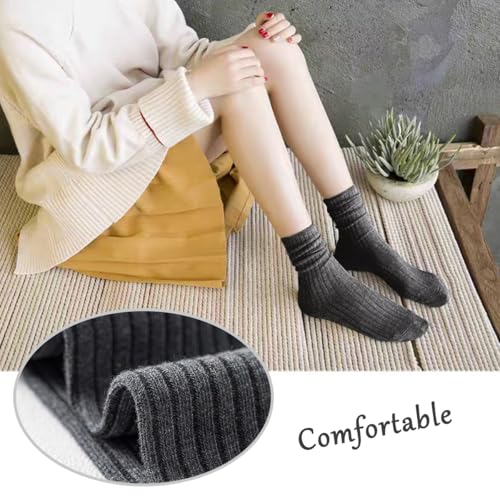 Image of Women Crew Dress Socks Cotton Solid Color Slouch Sock for Dressy Shoes 5 Pack