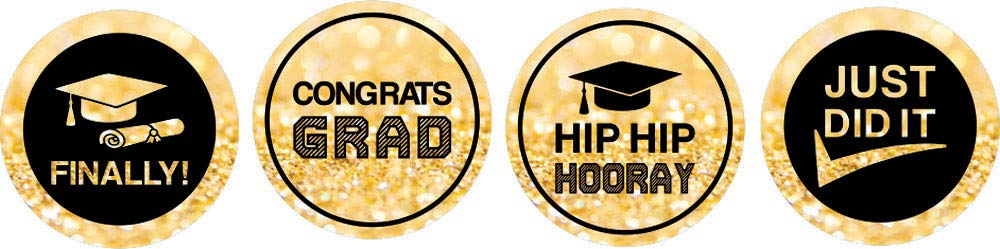 Darling Souvenir Candy 190 Pcs DIY Graduation Theme Stickers Chocolate Labels-Glitter Gold-image-18