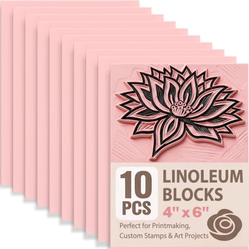 Rubber Linoleum Blocks Printmaking Carving Kit (10 Pcs)