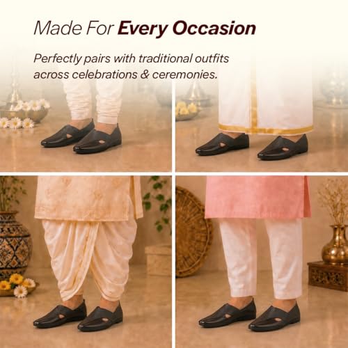 Image of FAUSTO Mens Embossed Ethnic Party Slip On Traditional Juttis and Mojaris | Festive