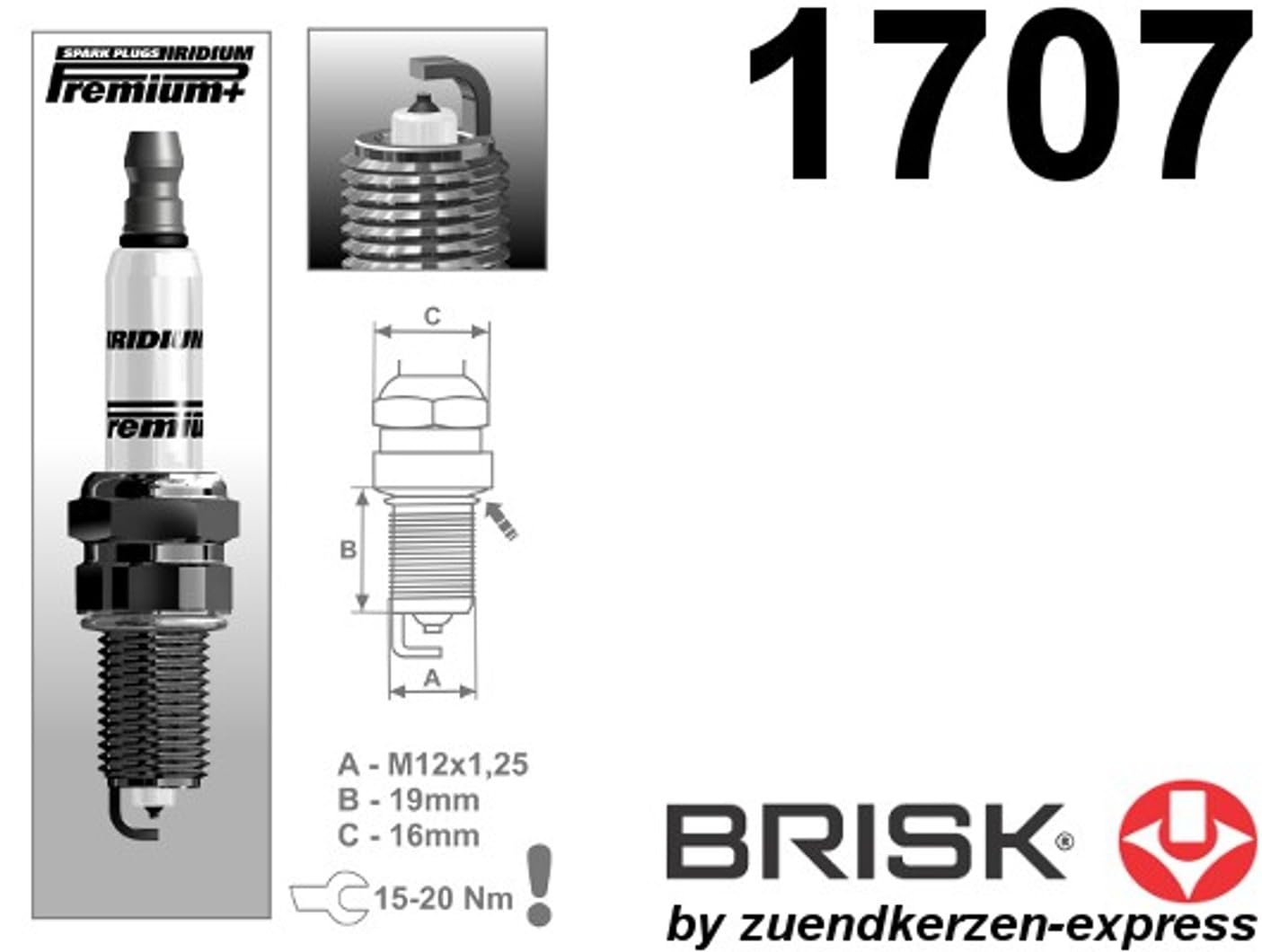 BRISK Iridium Premium+ Plus P10 BR14YIR 1707 Zündkerzen, 4 Stück