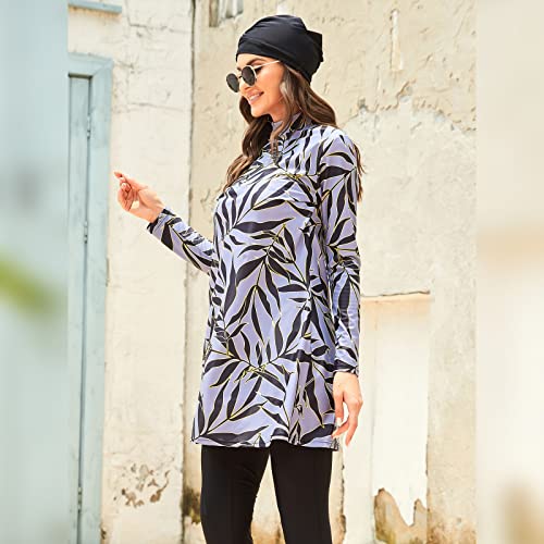 IBAKOM Modest Swimsuit for Women Islamic Long Sleeve Bathing Suit Full Body Muslin Burkini Rash Guard Set with Swim Hijab4
