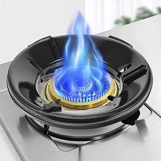 SPIRITUAL HOUSE Black Gas Stove Burner Stand Gas Chula Burner Gas Saver Jali Ring Fire Windproof Energy Saving Gas Chula Support Stand Legs For Indian Gas Thickness Heavy Material (black gas saver, 2)-image-12