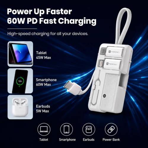 Image of Portronics Snapcase Ultra Multifunctional 8-in-1 Cable & tool Kit, 60W Fast Charging, USB-A, Type-C to Type C, 8-Pin & Micro Adapters, SIM & Micro SD Holder, High-Speed Data transfer, White