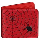 Bistup Cute Leather Wallet for Boys - Cool Credit Card Cash Id Holder Rfid Blocking Bifold Small Wallets With Coin Pocket Slim for Teens Little Boy Youth Cartoon Unique Red Kawaii Design