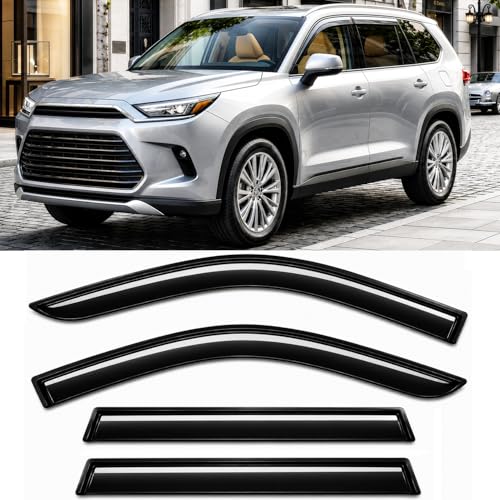 Image of 2024-2026 Tape-On Rain Guards for Toyota Grand Highlander Side Window Visor Deflectors & for Lexus TX 350 500h, Durable Tinted Vent Shades 2025