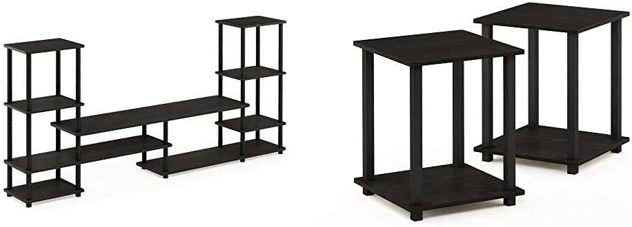 Furinno Turn-N-Tube Grand Entertainment Center and End Tables Set (Espresso/Black)