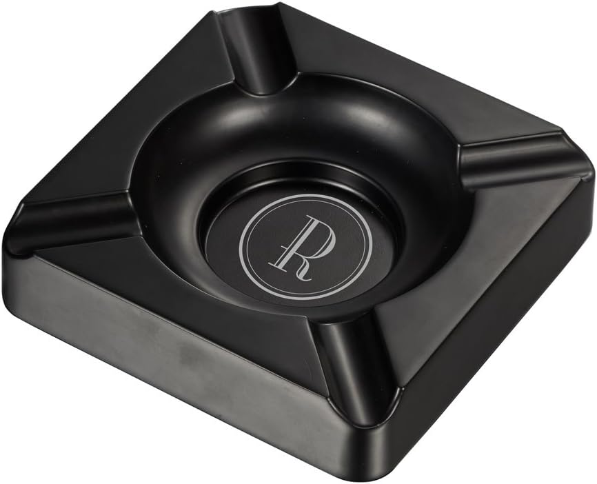 Visol Heavyweight Gunmetal Cigar Ashtray with Personalized Laser Engraving of Initial