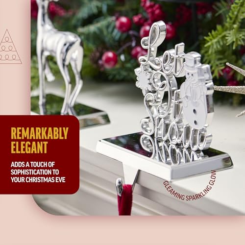 Klikel-Stocking-Holder-Let-It-Snow-Christmas-Stocking-Hanger-for-Mantel-Metal-Christmas-Stocking-Holder-for-Fireplace-Mantle-Heavy-Stocking-Holder-for-Mantle-with-White-Snowflake-and-Snowman Klikel Stocking Holder Let It Snow Christmas Stocking Hanger for Mantel Metal Christmas Stocking Holder for Fireplace Mantle Heavy Stocking Holder for Mantle with White Snowflake and Snowman