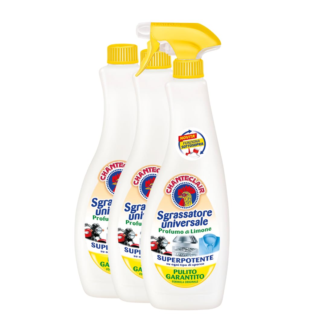 Chanteclair - Sgrassatore Universale Spray, Superpotente, Profumo di Limone, Formula Originale - 1 Flacone spray + 2 Ricariche