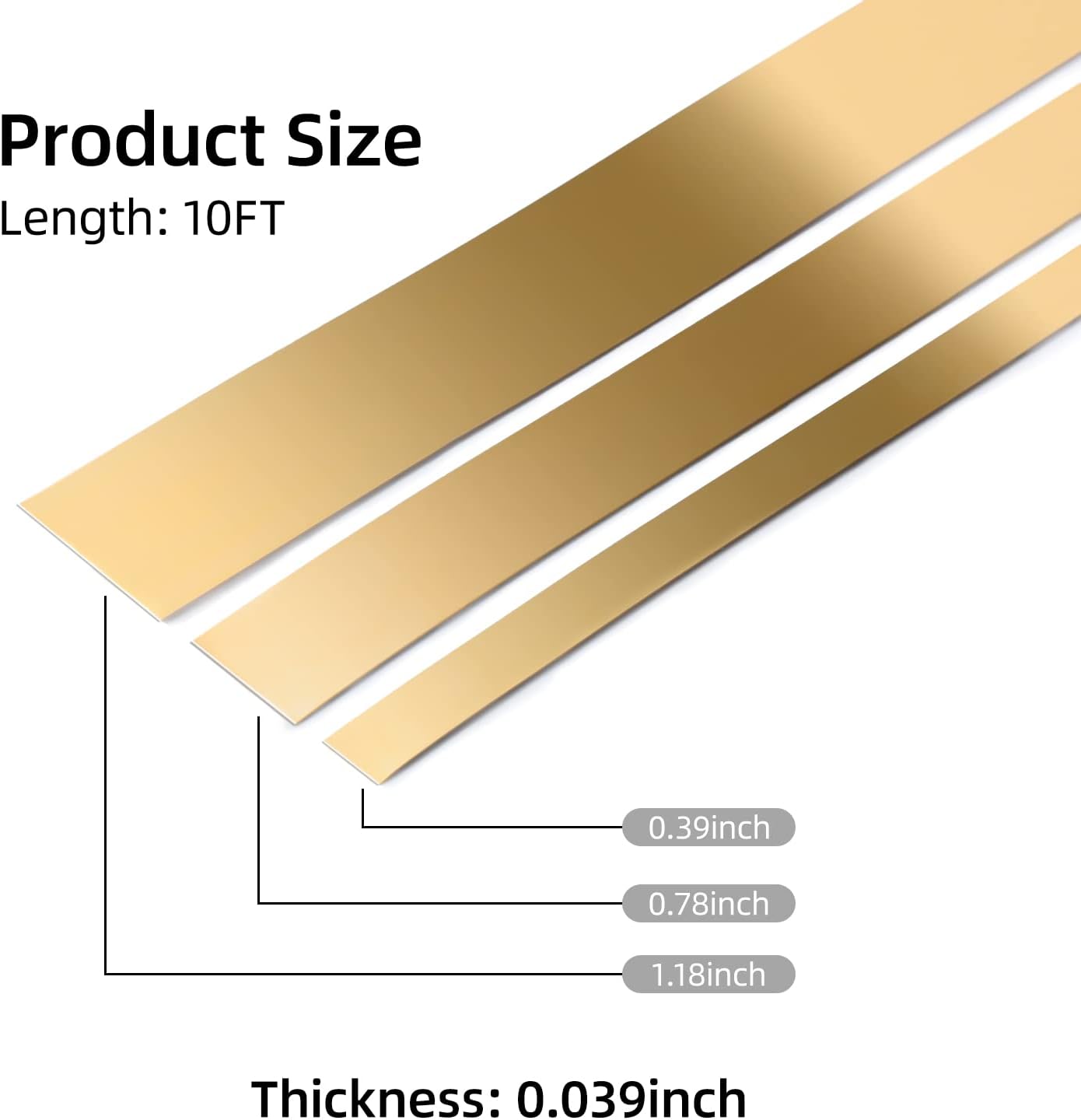 Bnell Flexible Wall Trim, Peel & Stick, Stainless Steel, Self-Adhesive (10Ft x 1.18in, Titanium Gold)