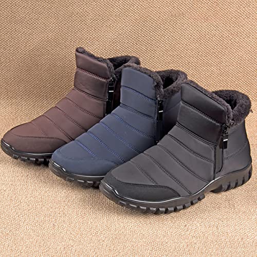 XIRUJNFD Men's Waterproof Warm Cotton Zipper Snow Ankle Boots, Snow Boots for Men, Waterproof Ankle Boots for Men2