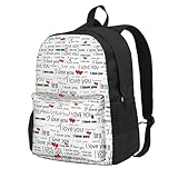 Photo Gallery migpkd zaino per la scuola con scritta "i love you words with hearts", per ragazzi e ragazze, borsa per libri universitari, zaino leggero per computer portatile casual Photo Gallery migpkd zaino per la scuola con scritta "i love you words with hearts", per ragazzi e ragazze, borsa per libri universitari, zaino leggero per computer portatile casual