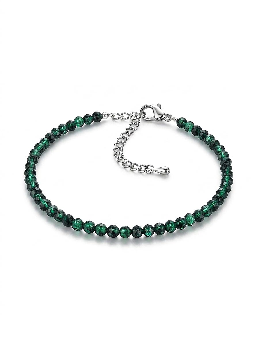 chakra stones Certified Natural Green Malachite Crystal Stone Anklet | 3 mm Beads Jewelry for Women | Good Luck Protection Confidence Spiritual Fashion Boho Style Anklet Gift-picture-40