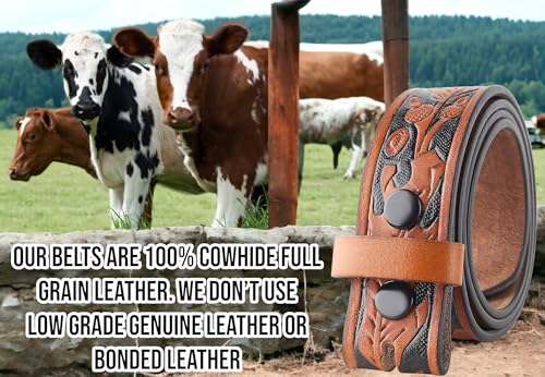 Image of F&L CLASSIC Western Belt without buckle for men - Full Grain Leather Cowboy Belts for jeans - One Piece Leather strap belt