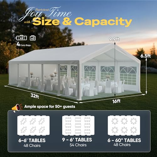 Image of Quictent Premium 16x32 Reinforced Heavy Duty Party Tent with 4 Storage Bags
