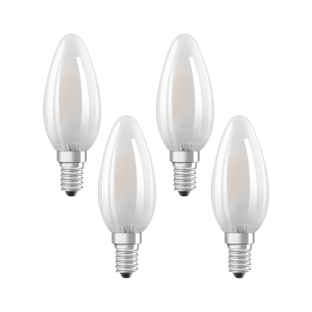 Osram Frosted Led Retrofit Classic B With Candle Shape With E14-Socket, Not Dimmable, Replacement For 40 Watt, Filament Style Warmwhite - 2700 Kelvin, Frustration Free Packaging 4-Pack