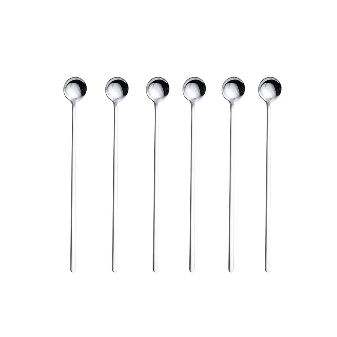 Lot De 6 Cuillères à Long Manche - Idéales Pour Pots, Confitures, Cuisson, Mélange