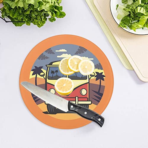 Planche à découper en verre retro bus cuisine 20 cm