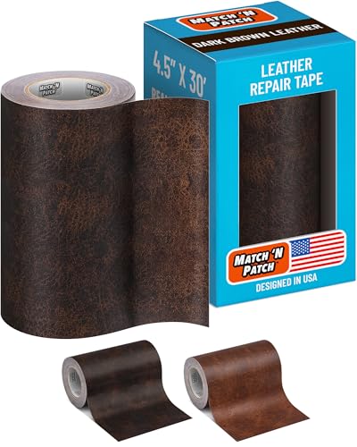 MATCH 'N PATCH Dark Brown Leather Repair Tape, 4.50" x 30' for Furniture