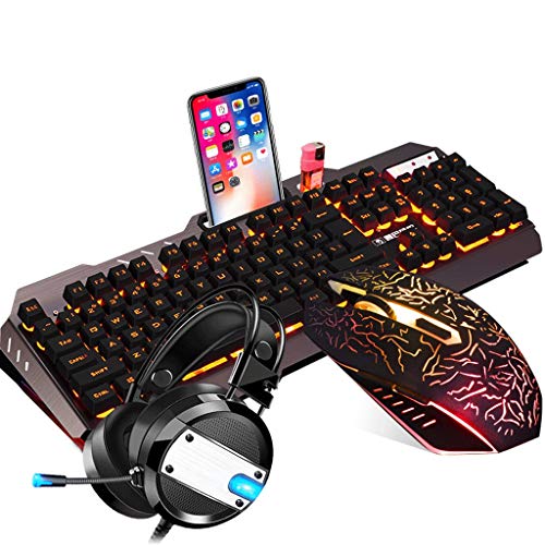 Preisvergleich Produktbild DYY Reales mechanisches Gefühl Tastatur / Kopfhörer / Maus dreiteiliger PC Computer Hauptmetallwasserdichte Tastatur USB verdrahtete dreiteilige Büro / elektronische Spiel-Peripheriegeräte