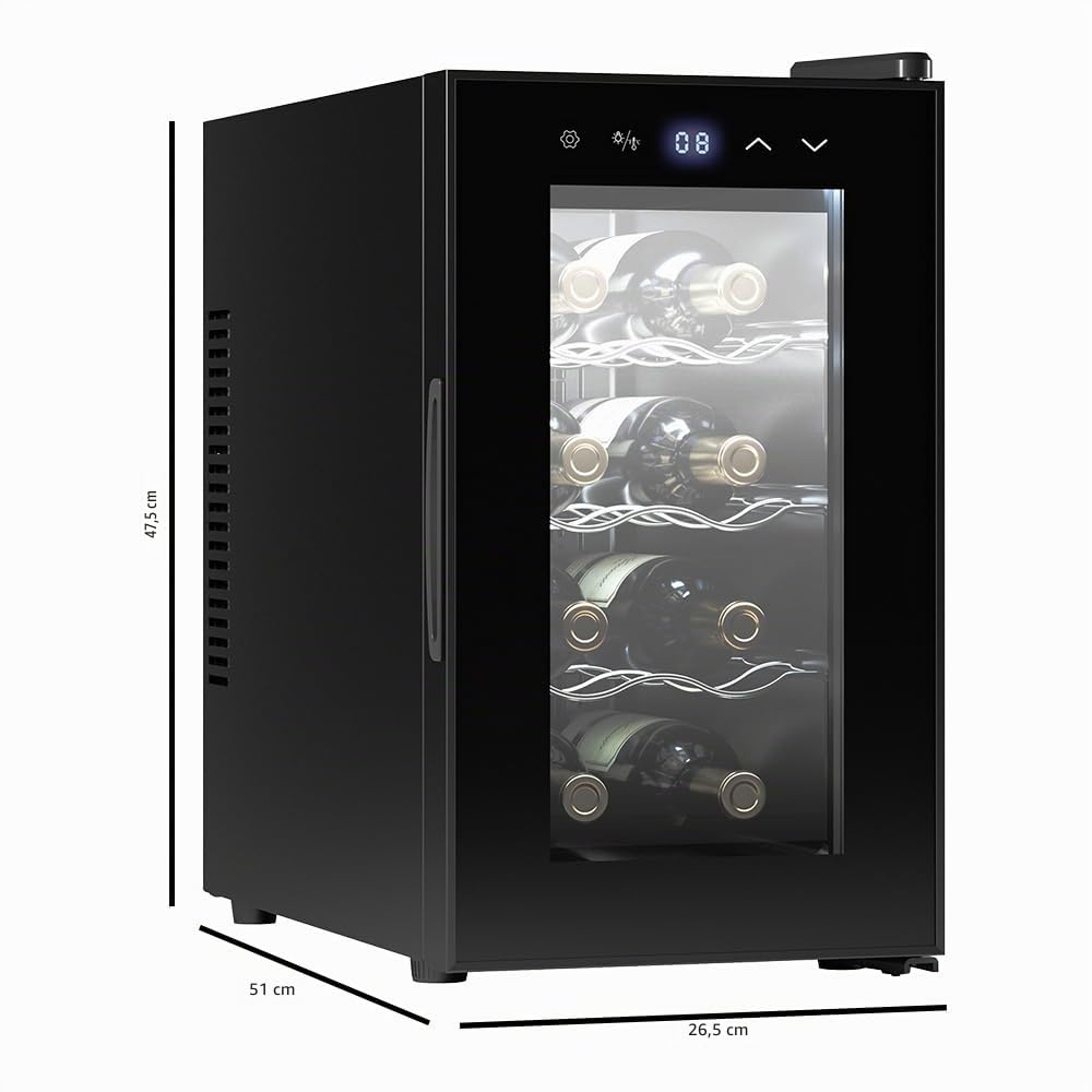 Cecotec Bolero Grandsommelier 830 Coolcrystal Weinregal 8 Flaschen Thermoelektrische Kühlung Temperatur 8-18 °C Touch-Steuerung LED