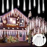 【2025最新】Mozalida ソーラー流星群ライト 30cm 8チューブ 192LED 屋外 防水 LEDイルミネーションライト 流星雨ライト ストリングライト ガーデンライト クリスマス フェスティバル装飾用 流れ星 雰囲気作り 省エネ お庭やクリスマス飾りなど用 (ホワイト)