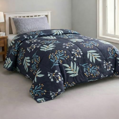 Image of Mafatlal 120 GSM Luxurious All Season Reversible Comforter, Lightweight Microfiber Fill, Single Size 90X60 Inches, Twin Bed AC Blanket, Rich Black
